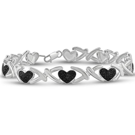 JewelersClub Black Diamond Accent Sterling Silver Heart Bracelet, 7.5