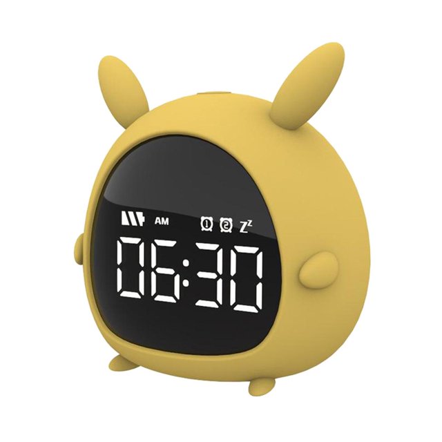 Lindo despertador Despertador digital, pantalla de tiempo LED electrónica, 2 configuraciones de , función de temporizador de repetición, mesitas , Amarillo Fanmusic Lindo despertador
