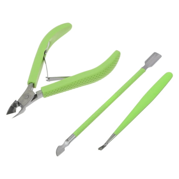 Unique Bargains 3pcs Stainless Steel Cuticle Nail Clippers Green