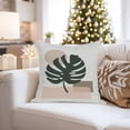thumbnail image 4 of Ethan Taylor Botanical Throw Pillow Soft Cushion Cover 'Monstera Leaf I Botanicals Monstera Leaf' Bohemian Pattern Decorative Square Accent Pillow Case, 18x18 Inches, Green, Beige, 4 of 5