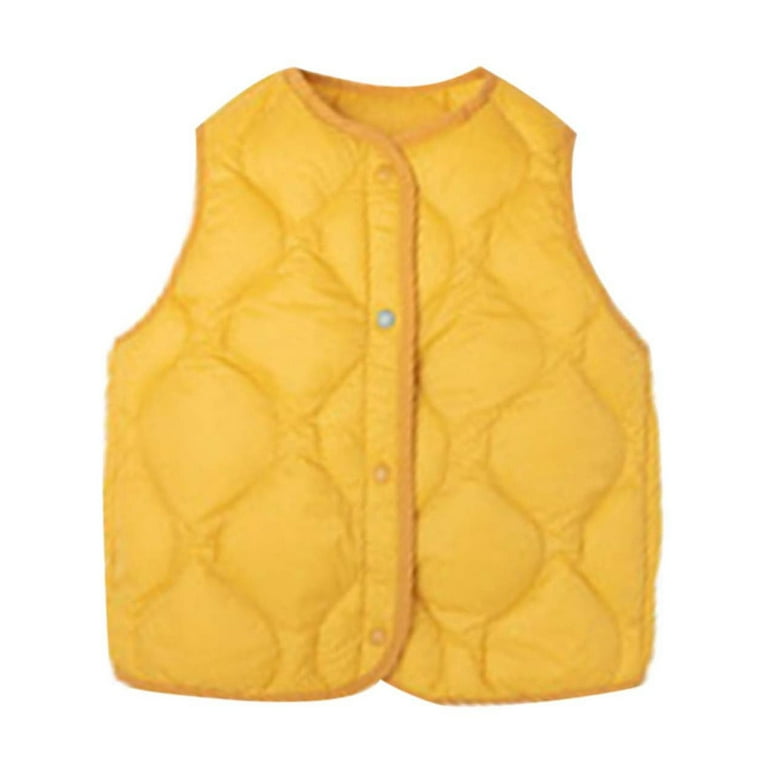 Kids Boys Winter Yellow Puffer Vest Cute Jacket Sleeveless