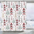 thumbnail image 2 of Merry Christmas Shower Curtain, Christmas Tree with Red Stars Snow Snowflake New Year Winter Bathroom Curtain Home Xmas Decor Waterproof Fabric Machine Washable with 12 Hooks, 2 of 6