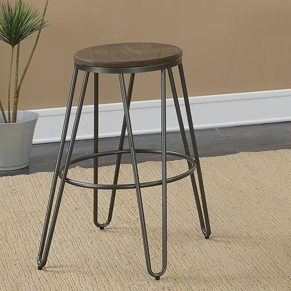 Furniture of America Tailor Industrial 26" Metal Bar Stools - Set of 2, Gun Metal Finish