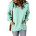 thumbnail image 2 of Sweatshirts for Women V-neck Long Sleeve Shirts Tunic Tops for Leggings Spring Fashion Pockets Top, 2 of 9