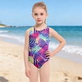 thumbnail image 2 of WERYOUNG Girl's One-Piece Swimsuits Sleeveless Scoop Neck Colorful Graphic Print Kids Swimwear Beach Sports Versatile Soft Children Beachwear, 2 of 5