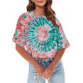 thumbnail image 3 of Posijego T-Shirts Teinture sur Nœuds Graphiques pour Femmes Été Décontracté Col Rond Manches Courtes Crop Tops, 3 of 6