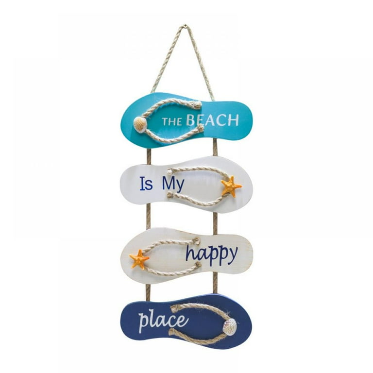 Wooden Hanging Decorations Beach Flip Flops Wall Decor Hanging Decor Nautical Theme Home Decor Walmart