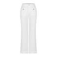 thumbnail image 6 of USNSM 2024 Summer Denim Pants for Women Trendy Lightweight Long Palazzo Pants Casual Button Denim Pants with Pockets White XXL, 6 of 7