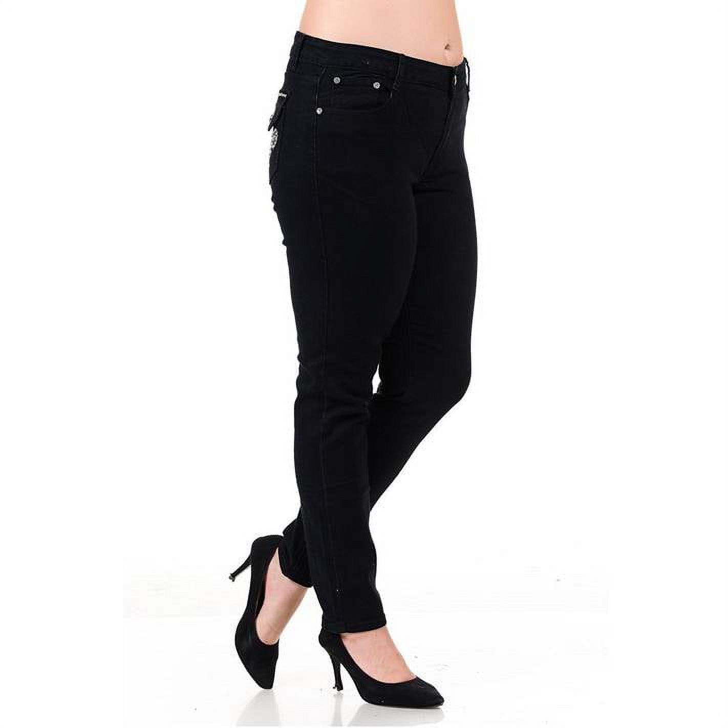 jack david Fleur-de-lis Stretchy BLACK denim jeans MID-RISD WOMENS PLUS ...