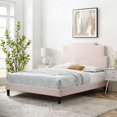 thumbnail image 2 of Platform Bed Frame, Queen Size, Velvet, Pink, Modern Contemporary Urban Design, Bedroom Master Guest Suite, 2 of 10