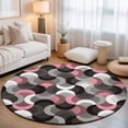 thumbnail image 2 of Round Rugs 4Ft, Pink Grey Abstract Round Area Rug Washable Indoor Throw Carpet, Modern Geometric Ombre Artwork Soft Non Slip Circle Rug for Kitchen Nursery Room Home Decor Aesthetic, 2 of 8