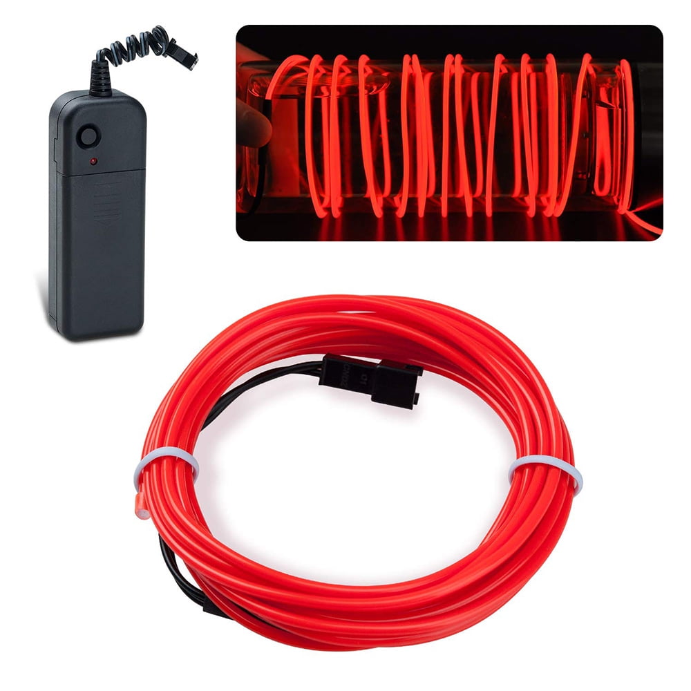 6.5ft RED EL-Wire 12V Car Interior Decor Fluorescent Neon Strip Cold light Tape 
