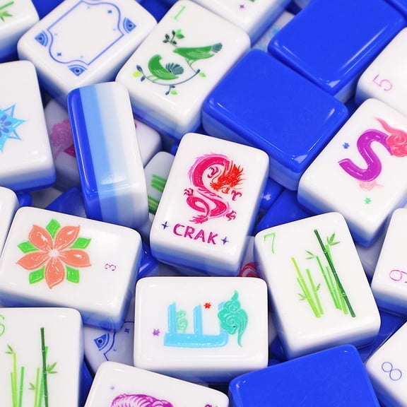 CNV Premium Cobalt Blue Acrylic American Mahjong Set, Luxury 166-Tile Traditional Strategy Game with Portable Case