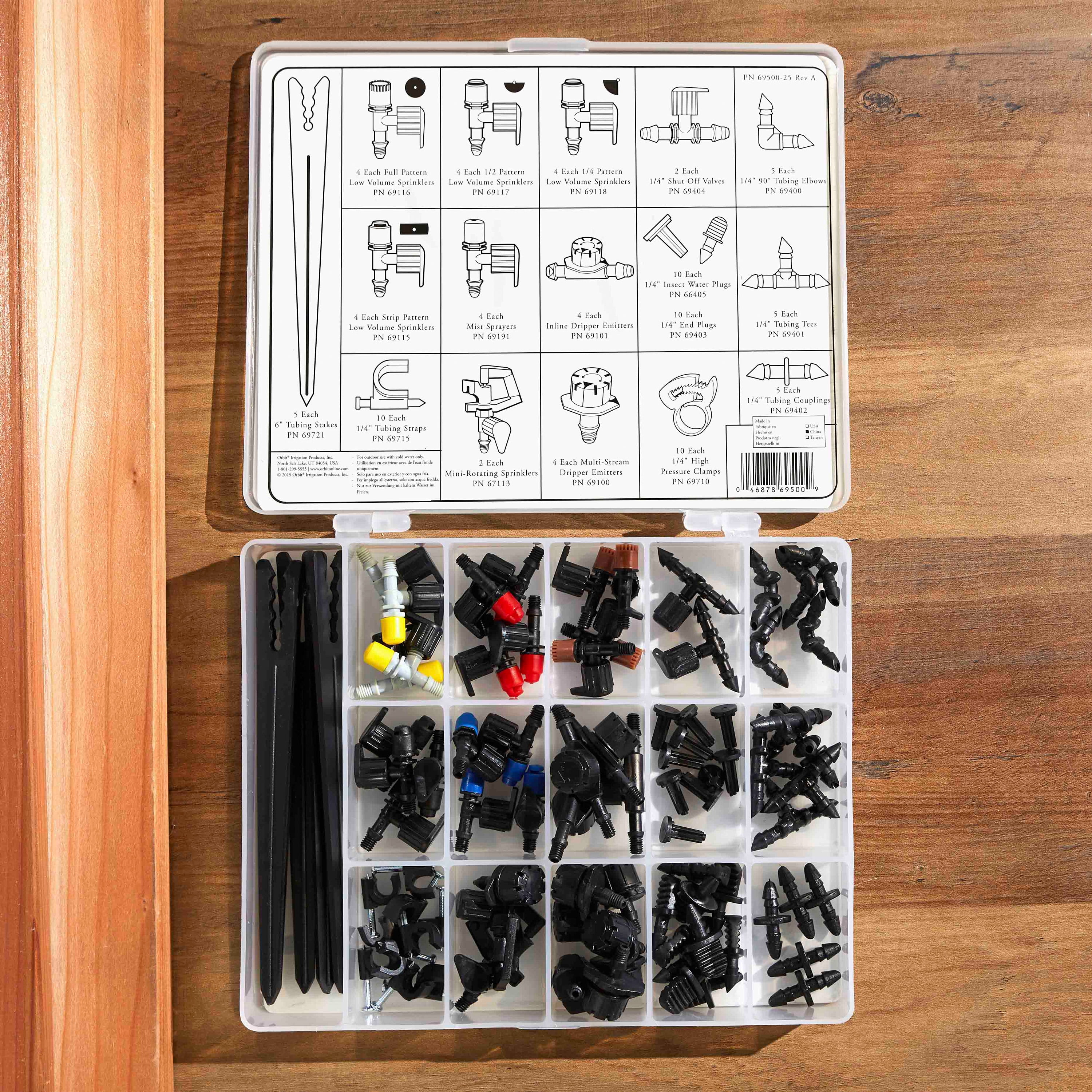 Orbit 92 Piece Drip Irrigation Assorted Fittings Toolbox Kit