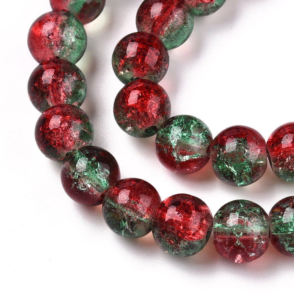 20 strand Two-Tone Baking Painted Transparent Glass Beads Strands Round FireBrick 8mm Hole: 1.5mm 108~110pcs/strand 30.71 inch~31.50 inch(78~80cm)