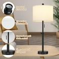 thumbnail image 5 of Table Lamp for Bedroom Set of 2, 23" to 30" Height Adjustable Bedside Lamp with 2 USB Ports, Black Nightstand Lamp with White Shade, Modern Pull Chain Table Lamp for Living Room End Table, 5 of 6