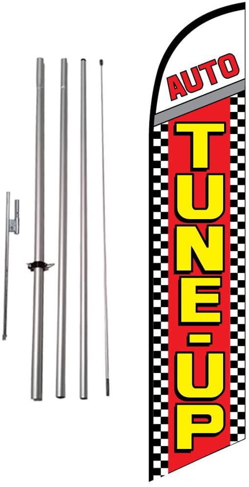 Car Wash King Windless Swooper Flag Sign Kit With Pole and Ground Spike Pack of 2