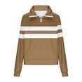 thumbnail image 5 of HAiming Womens Striped Sweatshirt Stand Collar Quarter Zip Long Sleeve Pullover Tops Trendy Clothes, 5 of 5
