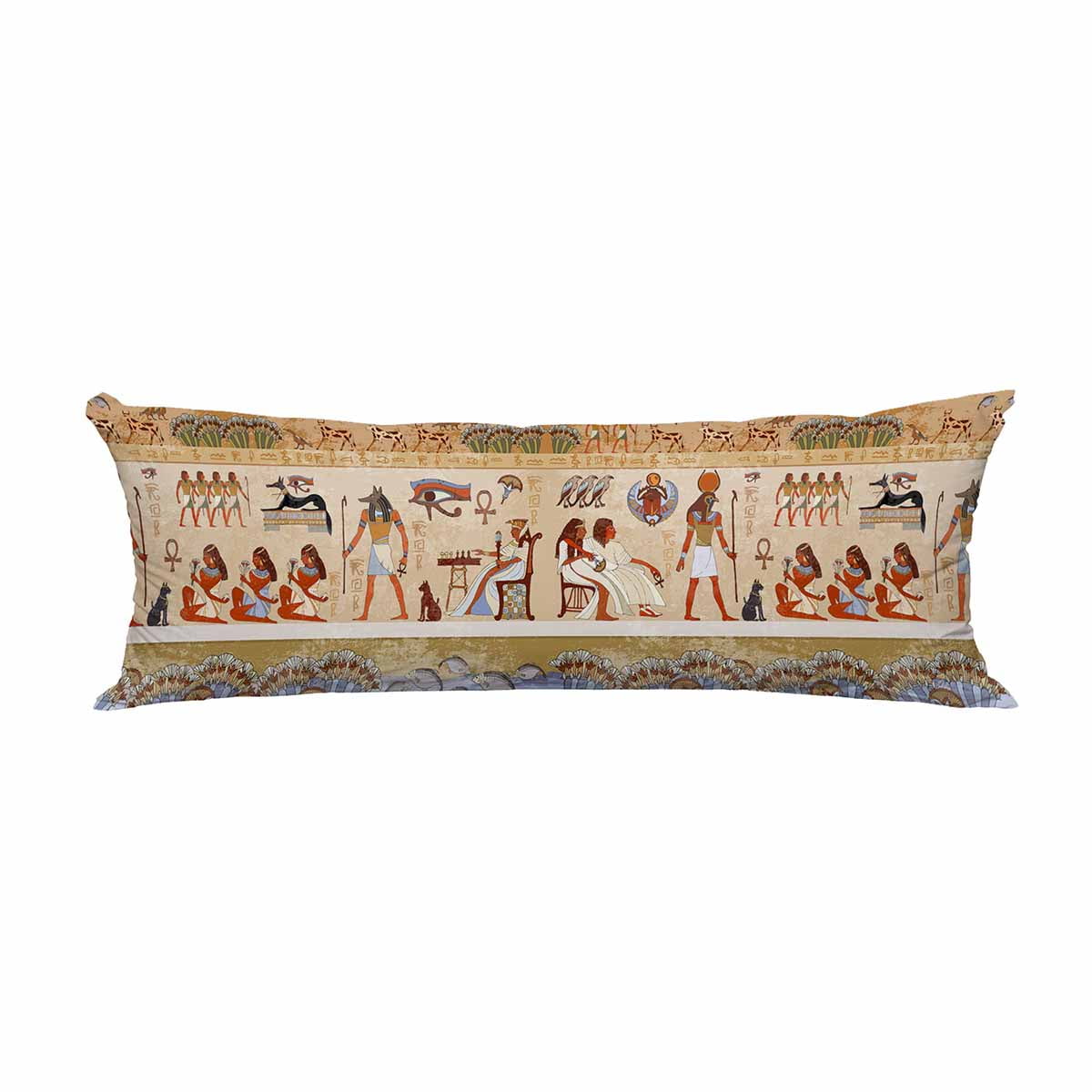PKQWTM Ancient Egypt Scene Hieroglyphic Carvings Long Body Pillow Case
