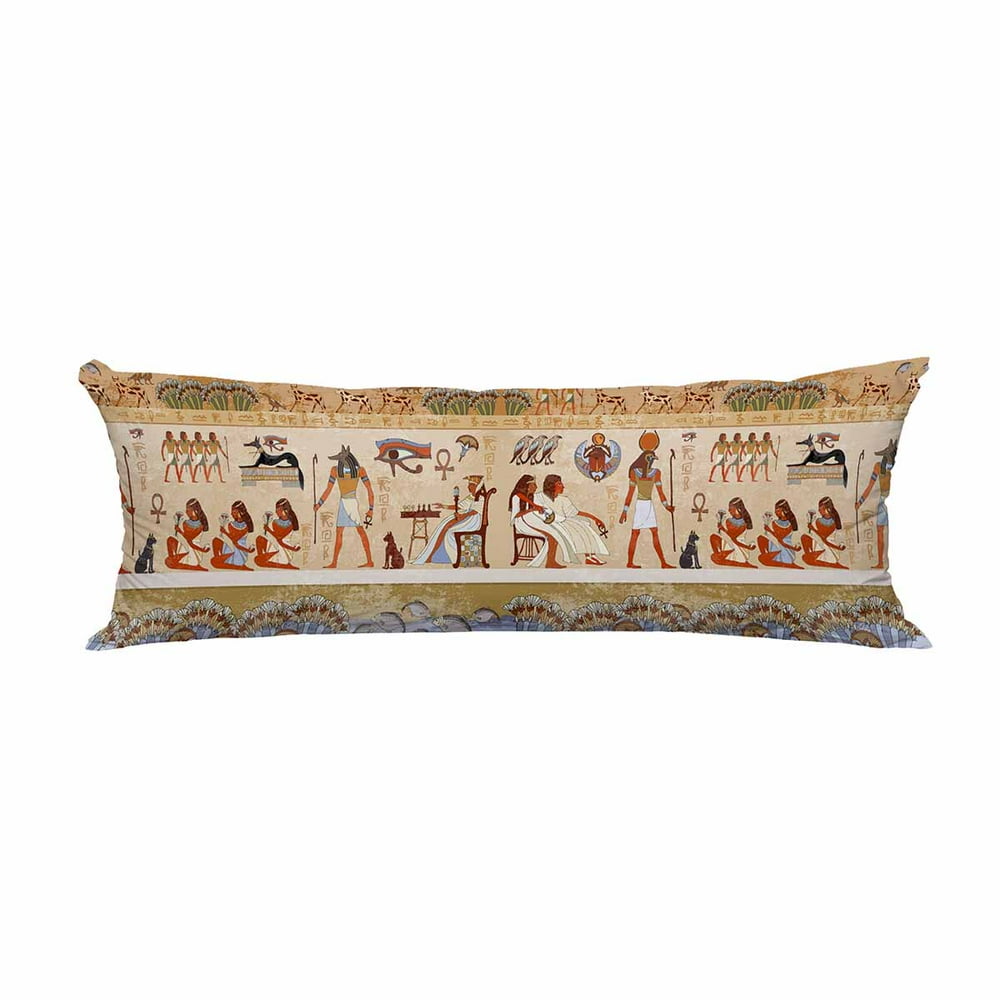 PKQWTM Ancient Egypt Scene Hieroglyphic Carvings Long Body Pillow Case