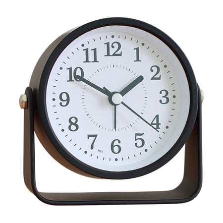 Ljiaocrou Small Desk Alarm Clock, Silent Non-Ticking Analog Clock, Adjustable Stand Table Clock with Easy-To-Read Large Display, Compact Durable Design for Bedroom Office Bedside Home Decor