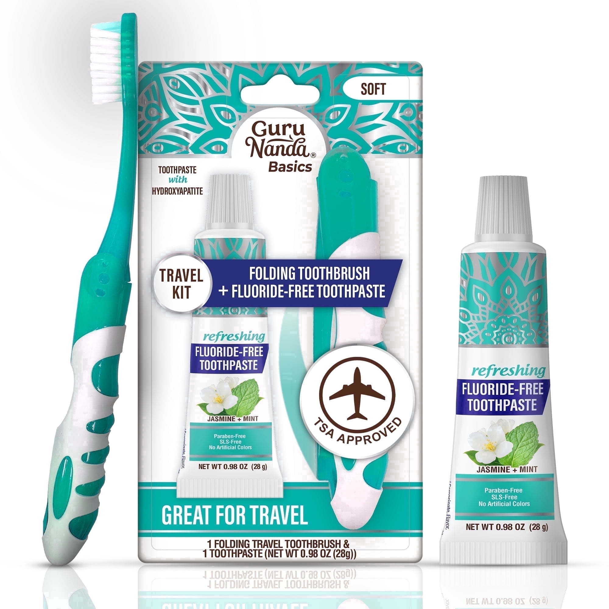 GuruNanda Folding Travel Toothbrush Soft Bristle - Compact Oral Care Kit with Toothpaste