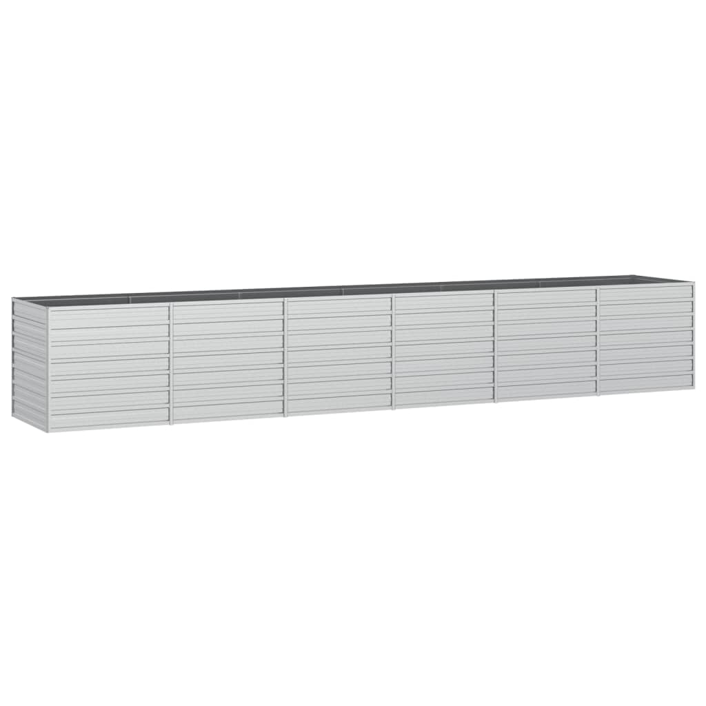 vidaXL Garden Raised Bed Galvanized Steel Silver Patio Flower Box Multi Sizes