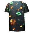 thumbnail image 5 of Njagoc3 Women's Rainbow Color Shamrock All-Over Print Crew Neck Short-Sleeve T-Shirt - Vibrant St. Patrick's Day Festival Wear, 5 of 6