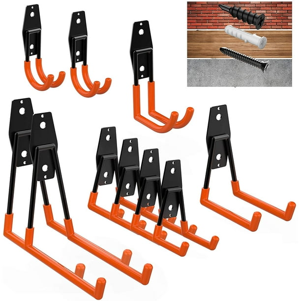 Garage Hooks Heavy Duty 10 Pack Steel Storage For Organization Super Strong Utility Wall Hangers Tool Bikes Ladders Etc Orange Com Garage Hooks Heavy Duty 10 Pack Steel, Hooks For Garage Shelves