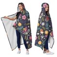 thumbnail image 2 of Wearable Blanket,Pioneer Flower Floral Print Pattern Hooded Wearable Sherpa Blanket for Adults & Teens,Winter Poncho Shawl Wrap Cape Thick Warm,60"x80", 2 of 5
