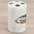 thumbnail image 1 of Sports Ceramic Toothbrush Holder, Grunge American Flag Themed Stitched Rugby Ball Vintage Design Football Theme, Decorative Versatile Countertop for Bathroom, 4.5" X 2.7", Cream Blue Red, by Ambesonne, 1 of 4