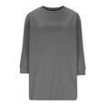 thumbnail image 4 of Fmbrln Womens 3/4 Sleeve Tops Fashion Crew Neck Solid Color Tops Lightweight Comfy Tunic Tops Casual Dressy T-Shirts Blouses Gray S, 4 of 5