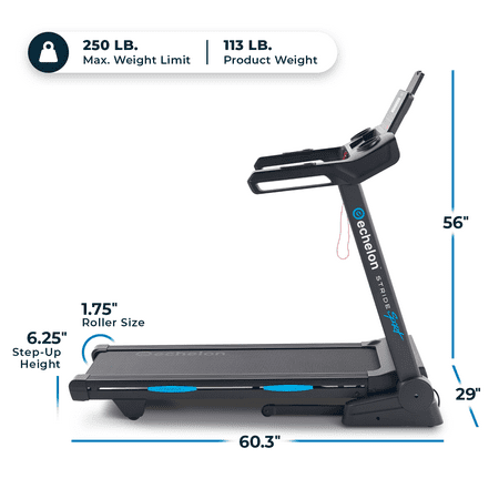 Echelon - Stride 30 Sport Smart Foldable Exercise Treadmill with Cushioned Deck - Black