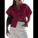 thumbnail image 1 of Cárdigan Holgado de Corta para Mujer, Ligero, con Botones y Cuello en V, Informal, de Punto, para Exteriores. Vino Tinto L, 1 of 7