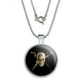 thumbnail image 1 of Pirate Skull Crossed Swords Patch 1" Pendant with Sterling Silver Plated Chain, 1 of 4