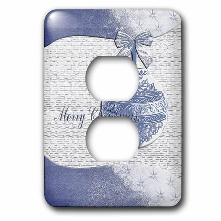 Blue Holly Leaf Design - 3dRose Blue Holly Leaf Design Merry Christmas - 2 Plug Outlet Cover (lsp_34349_6)