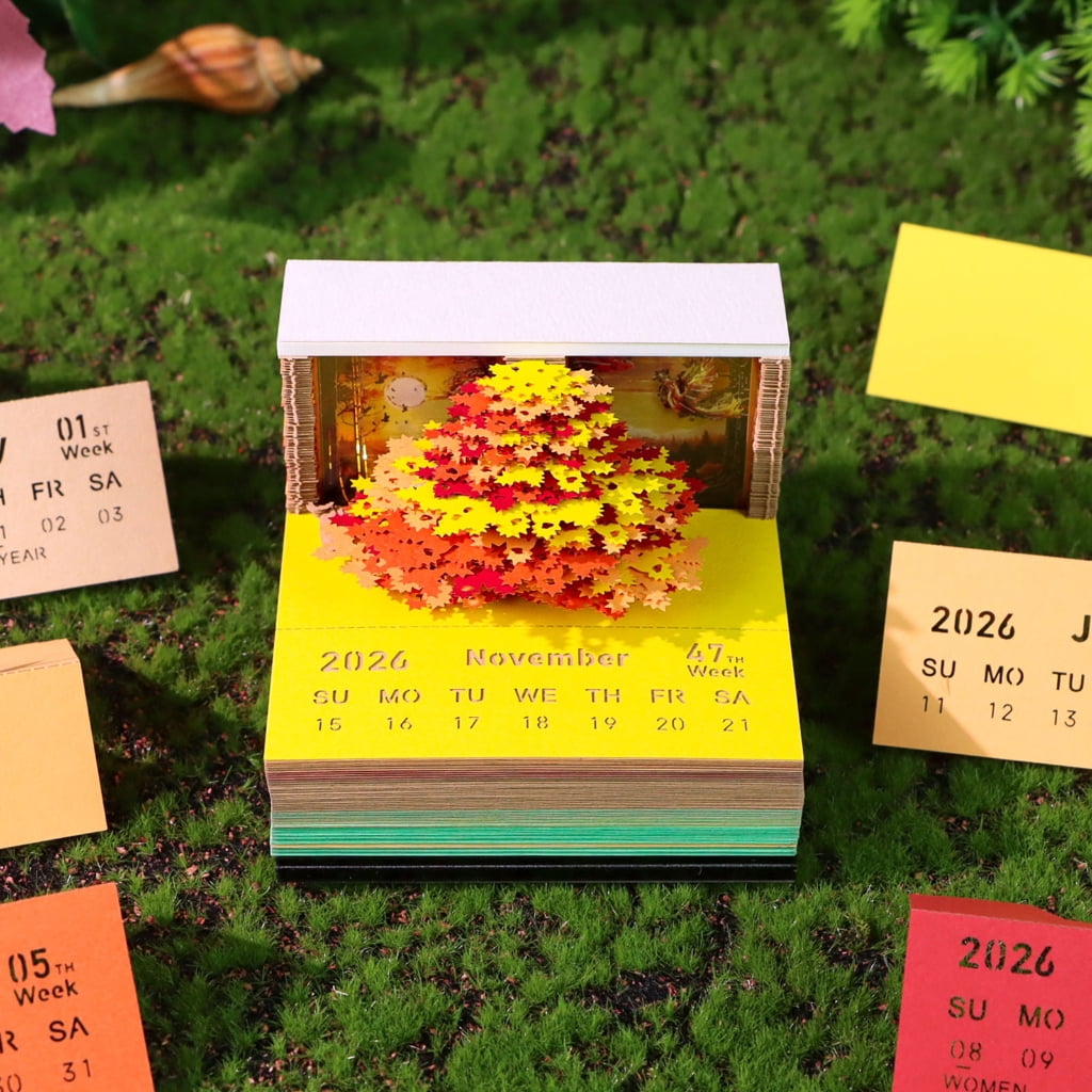 7829 Artistic 2026 Desk Calendar With 3D Crafted Design And Practical Removable Writing Pages