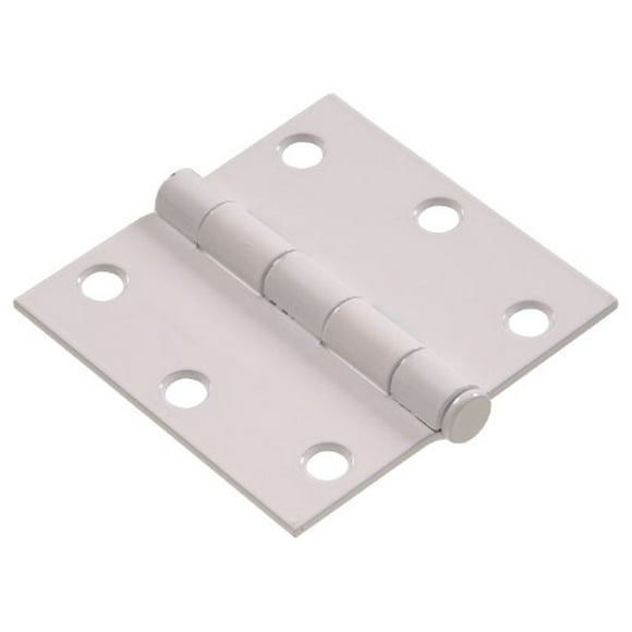 Hillman Hardware Essentials 851284 Residential Square Corner Door Hinges with Removable Pin White 3"