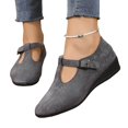 thumbnail image 4 of Willtoo Women Vintage T-Strap Faux Suede Wedge Flats Adjustable Buckle Low Heel Mary Jane Shoes Soft Non-Slip Retro Casual Walking Shoes, 4 of 6