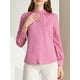 thumbnail image 5 of Blusa de botón con cuello de pie y pliegues para mujer INSPIRE CHIC XL Rosa Pink, 5 of 7