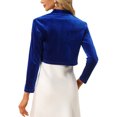thumbnail image 3 of INSPIRE CHIC Boléros en Velours pour Femmes à Manches Longues, Cardigan Ouvert, Veste Boléro Courte, m Bleu Royal, 3 of 6
