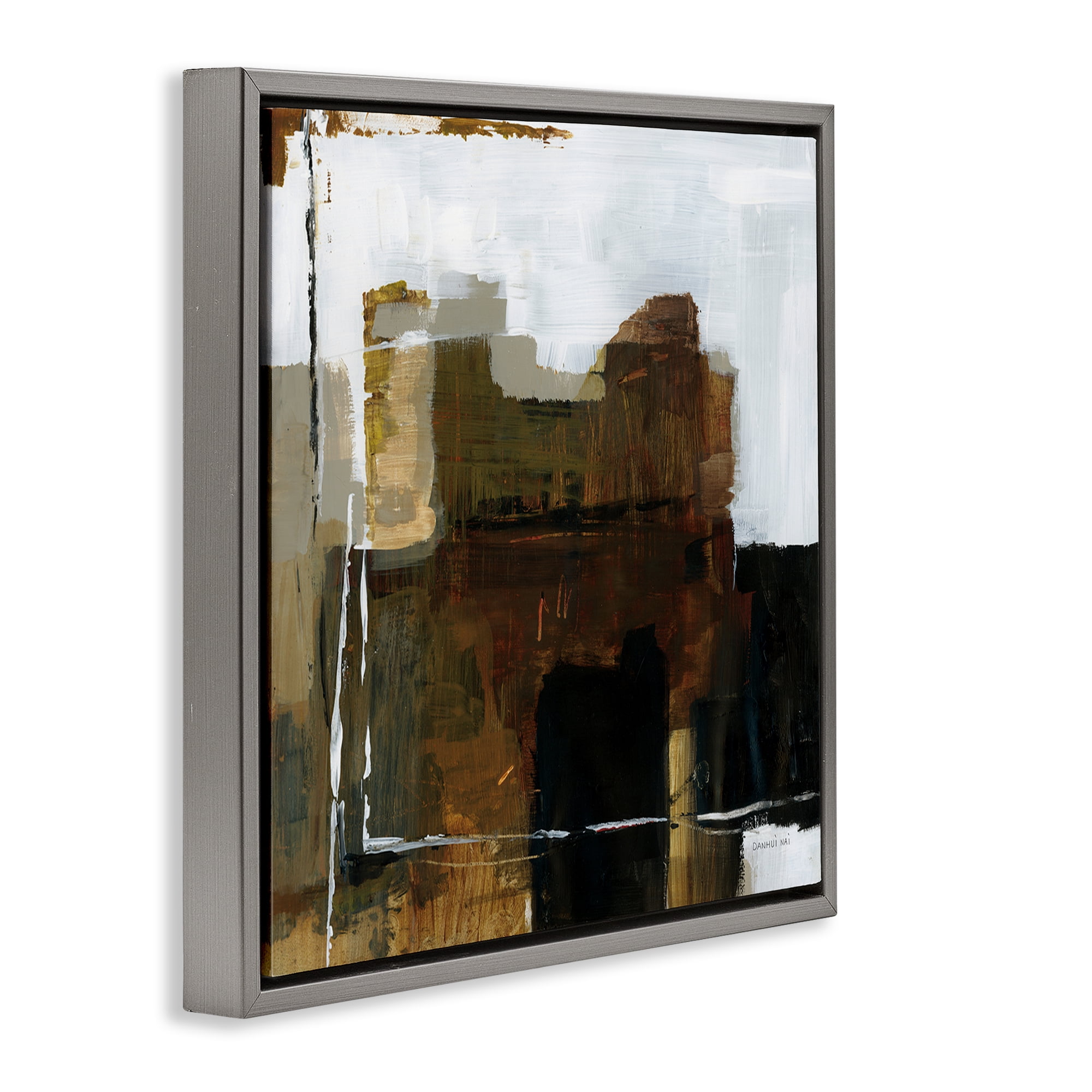 Stupell Industries Natural Abstract Earth Tones Gray Framed Floater Canvas Wall Art, design by Danhui Nai