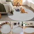thumbnail image 5 of Silver Gray Solid 5FT Round Area Rugs for Living Room Minimalist Cloth Cool Gray Linen Texture Industrial Ultra-Thin Non-Slip Round Rugs Washable Low Pile Circle Carpet for Bedroom Kitchen Nursery, 5 of 9