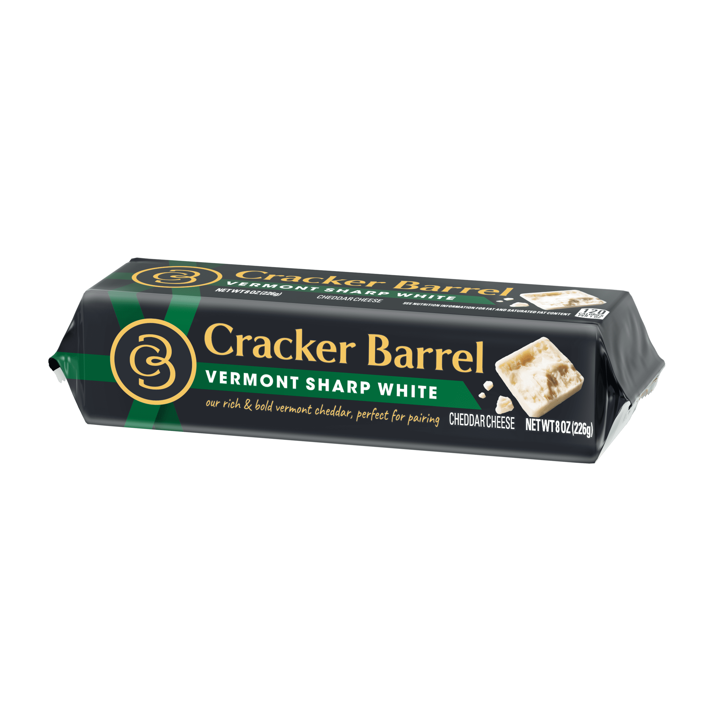 Cracker Barrel Vermont Sharp White Cheddar Cheese, 8 oz Block