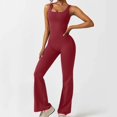 thumbnail image 2 of Lenpel Jumpsuits for Women Sleeveless Suqare Neck Backless Scrunch Butt Flare Leggings Rompers Bootcut Yoga Bodysuits, 2 of 7