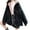 Black, variant on IROINNID Women's Autumn And Winter Warm Short Jacket Peter Pan Collar Solid Denim Jacket Long Sleeve Outwear, Black