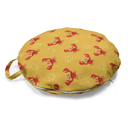 

Beach Round Floor Cushion with Handle Funny Crabs Graphic Joyful Ocean Animals Marine Concept Pattern Decorative Pillow for Living Room & Dorms 18 Round Ruby Apricot and White by Ambesonne