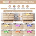 thumbnail image 2 of Estilizado para 6-cajón rattan cómoda con rgb LED light y estación de carga, versatile mesa de TV para dormitorio, nursery, hallway - natural wood, 2 of 7