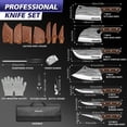 thumbnail image 4 of 14pcs Kitchen Knives Set -Kepeak Butcher Knife,Chef Knife, Boning Knife, Meat Cleaver - BBQ, Outdoor, Camping(Stripe), 4 of 6