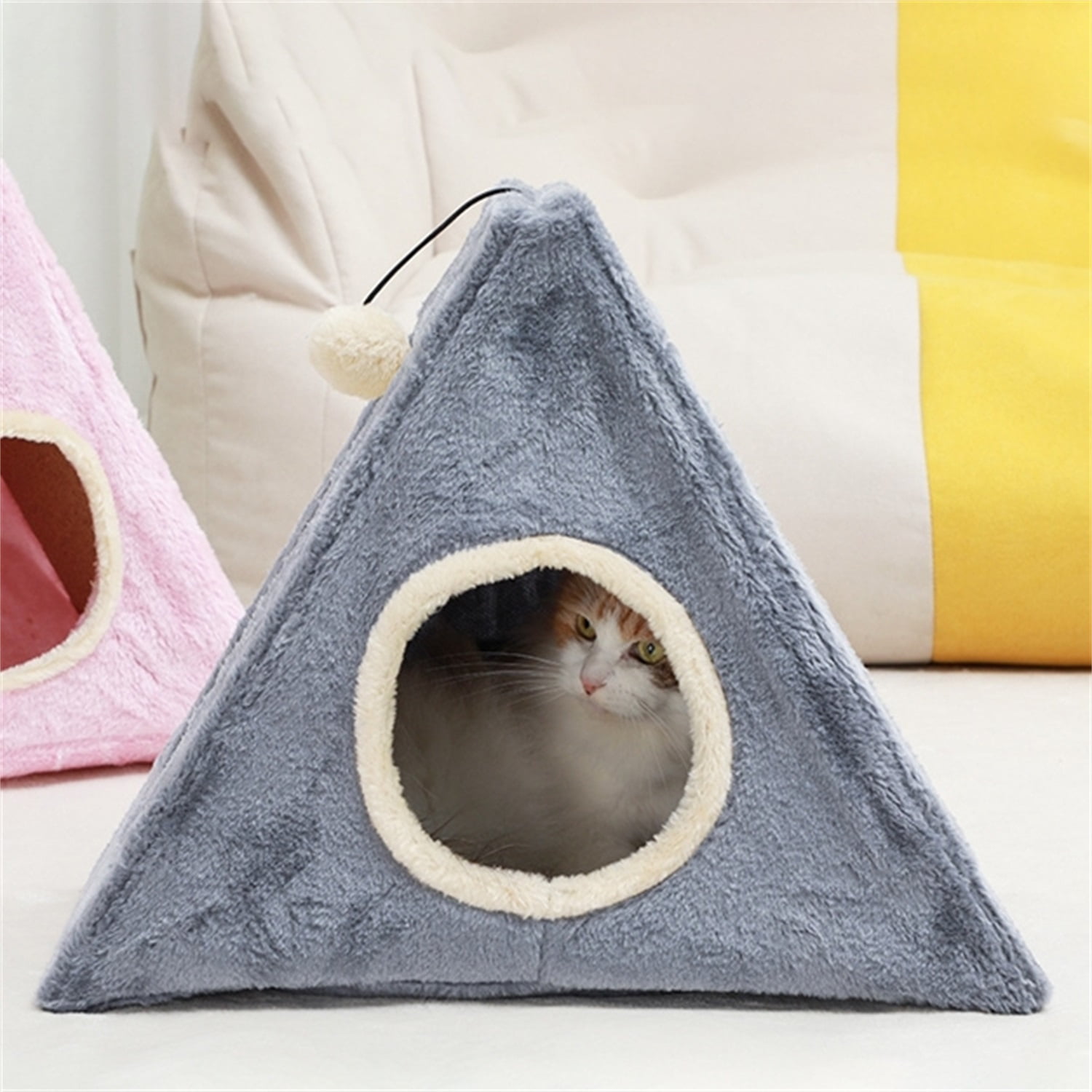 Pefilos Cat Scratch Pad House Condo for Big Cats, Cat Shelter for Winter Foldable Cat Tent Kitten Kitty Nest Bed for Indoor Cats Cave, Gray Pefilos Cat Scratch Pad House Condo for Big Cats, Cat Shelter for Winter Foldable Cat Tent Kitten Kitty Nest Bed for Indoor Cats Cave, Gray